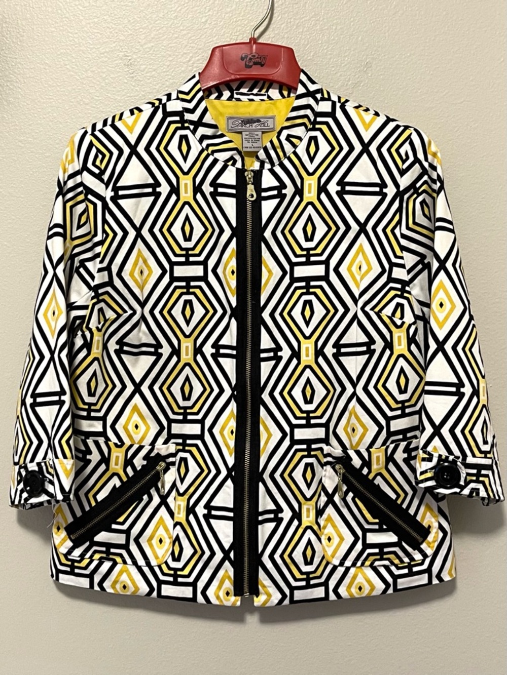 Vintage Birch Hill Jacket - Honeycomb Abstract & Bomber Style - Size Large